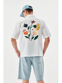 Snitch - White Embroidered Boxy Fit Shirt