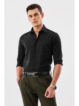 Snitch - Black Textured Slim Fit Shirt