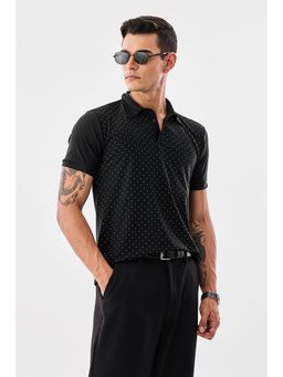 Snitch - Black Polka Dots Regular Fit Polo T-Shirt