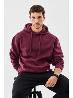 Snitch - Wine Solid Relaxed Fit Hoodie