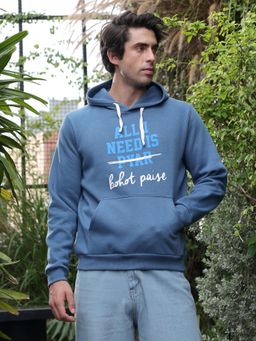 Campus Sutra - Blue Typography Regular Fit Hoodie