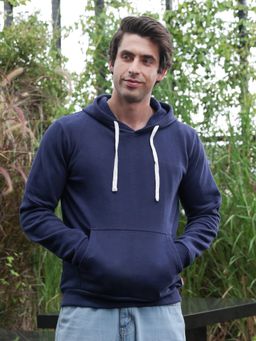 Campus Sutra - Blue Solid Regular Fit Hoodie