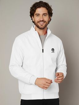 LEOTUDE - White Solid Regular Fit Jacket