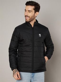 LEOTUDE - Black Solid Regular Fit Jacket