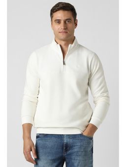 Peter England - White Solid Regular Fit Sweatshirt