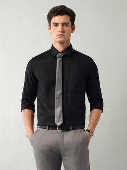 AD By Arvind - Black Textured Regular Fit Shirt