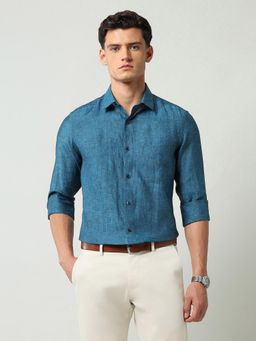 AD By Arvind - Blue Self Design Regular Fit Shirt