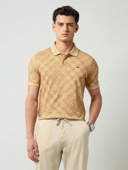 AD By Arvind - Yellow Printed Slim Fit Polo T-Shirt