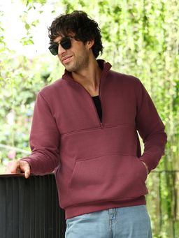 Campus Sutra - Mauve Solid Regular Fit Sweatshirt
