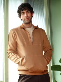 Campus Sutra - Peach Solid Regular Fit Sweatshirt