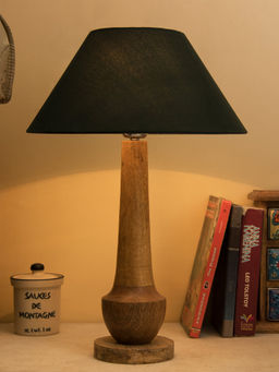 Homesake - Cubist Wooden Table Lamp With Green Shade