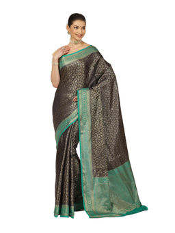 Banarasi Silk Works - Women Black Katan Saree with Unstitched Blouse