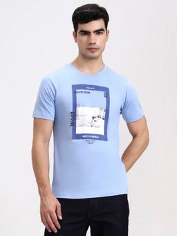 Greenfibre - Pure Cotton Blue Printed Round Neck T-Shirt