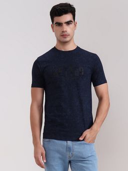 JadeBlue - Blended Blue Printed Round Neck T-Shirt