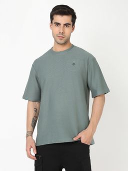 R&B - Men Green Round Neck Solid T-Shirt