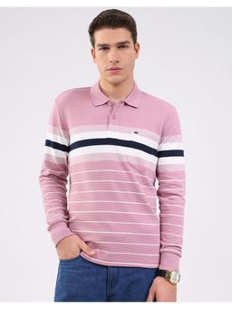 Monte Carlo - Men Pink Stripes Polo T-Shirt