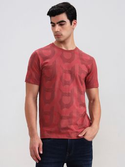 JadeBlue - Cotton Blend Red Printed Round Neck T-Shirt