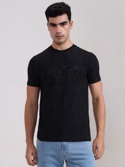 JadeBlue - Blended Black Printed Round Neck T-Shirt