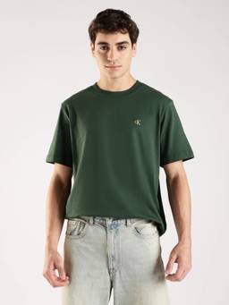 Calvin Klein - Green Solid Relaxed Fit Cotton T-Shirt