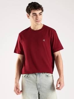 Calvin Klein - Red Solid Relaxed Fit Cotton T-Shirt