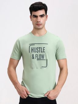 Greenfibre - Pure Cotton Green Typography Round Neck T-Shirt