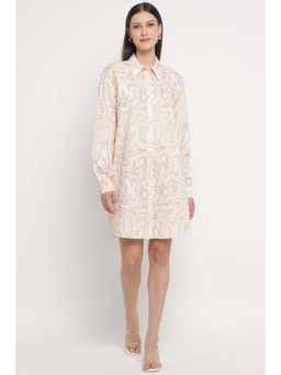 Silvian Heach - Beige Shirt Dress Full Sleeves Mini Dress