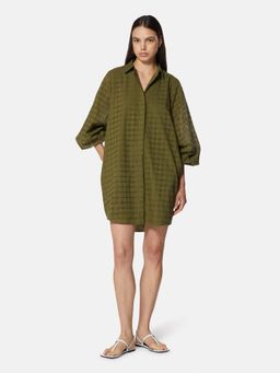 Silvian Heach - Green Three Fourth Sleeves A Line Mini Dress
