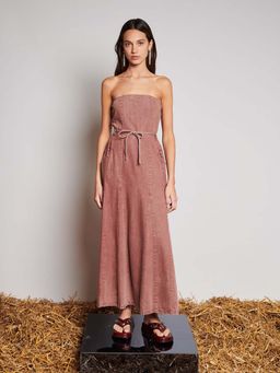 Sister Jane - Brown Britt Denim Midi Dress With Belt