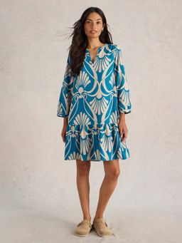 White Stuff - Blue Otto Linen Blend Dress