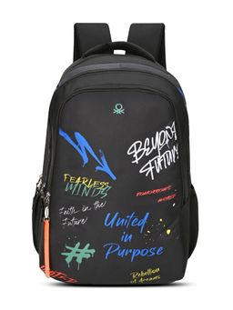 United Colors of Benetton - United Colores of Benetton Unisex High School Backpack Graffiti - Black (7-12 Years)