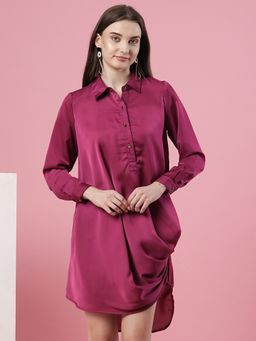 Globus - Women Pink Shirt Collar Above Knee Party Dress
