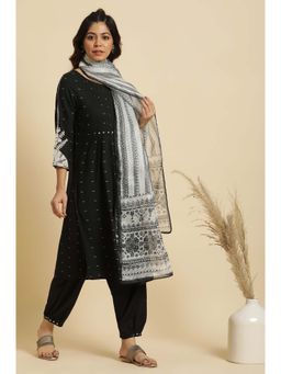W - Black Kota Printed Dupatta