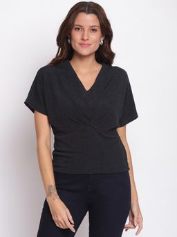 Latin Quarters - Half Sleeves Casual Top Black