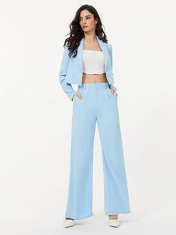KOTTY - Women Solid Co-Ord-Blue (Set of 2)