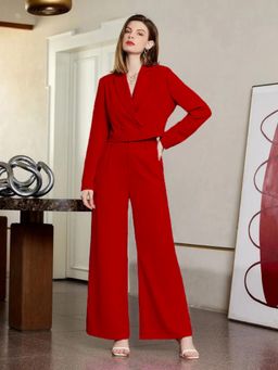 KOTTY - Women Solid Co-Ord-Red (Set of 2)