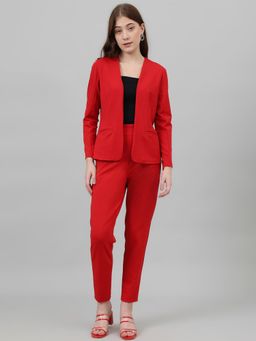 KOTTY - Women Pant & Blazer Co-Ord-Red (Set of 2)