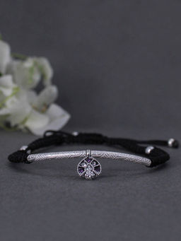 BeAbhika - Adjustable Black Thread 70% Silver Anklets