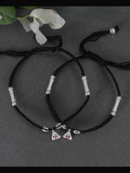 BeAbhika - Adjustable Black Thread 70% Silver Anklets