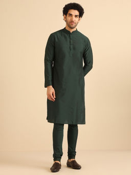 KISAH - Men Bottle Green Kurta and Churidar (Set of 2)