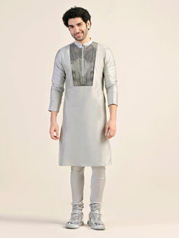 KISAH - Men Grey Kurta and Churidar (Set of 2)