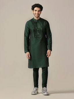 KISAH - Men Green Kurta and Churidar (Set of 2)