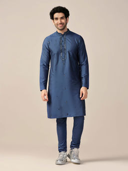 KISAH - Men Blue Kurta and Churidar (Set of 2)