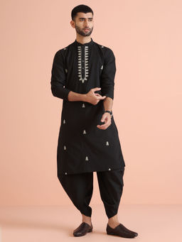 KISAH - Men Black Kurta and Dhoti (Set of 2)