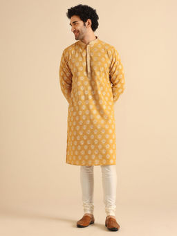 KISAH - Men Yellow Kurta and Churidar (Set of 2)
