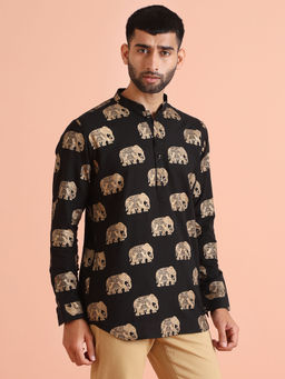 KISAH - Men Black Short Kurta