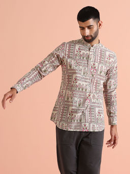 KISAH - Men Off White Short Kurta
