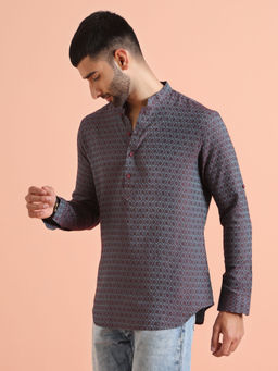 KISAH - Men Maroon Short Kurta
