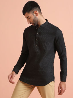 KISAH - Men Black Short Kurta
