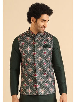 KISAH - Men Bottle Green Nehru Jacket