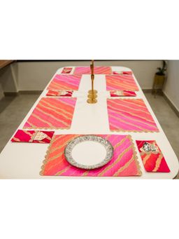 ADYA - Pink Leheriya Festive Dining Mat Set